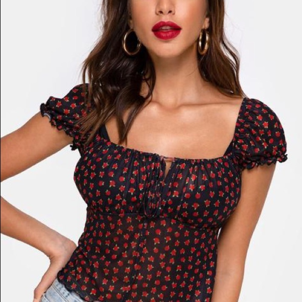 Motel Rocks Jalinda Crop Top in Dotty Rose